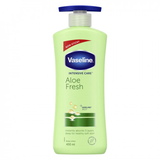 Vaseline Intensive Care, Aloe Fresh Hydrating Body Lotion, 400 ml, for Fresh, Hydrated Skin, with 100% Pure Aloe Vera Extract, for Dry, Rough Skin, for Men & Women