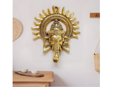 CraftVatika Ganpati Golden Metal Sun Decorative Ganesha Wall Hanging Diwali Decoration Items for Home Decor Gift Diwali Housewarming Ganesha Statue Wall Art Decorative Showpiece for Wall Decor Home