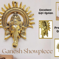 CraftVatika Ganpati Golden Metal Sun Decorative Ganesha Wall Hanging Diwali Decoration Items for Home Decor Gift Diwali Housewarming Ganesha Statue Wall Art Decorative Showpiece for Wall Decor Home