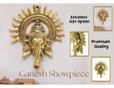 CraftVatika Ganpati Golden Metal Sun Decorative Ganesha Wall Hanging Diwali Decoration Items for Home Decor Gift Diwali Housewarming Ganesha Statue Wall Art Decorative Showpiece for Wall Decor Home