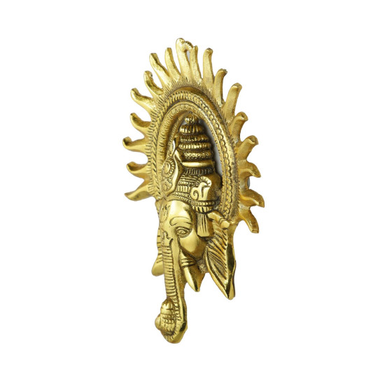 CraftVatika Ganpati Golden Metal Sun Decorative Ganesha Wall Hanging Diwali Decoration Items for Home Decor Gift Diwali Housewarming Ganesha Statue Wall Art Decorative Showpiece for Wall Decor Home