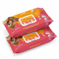 PETS EMPIRE Pet Wet Wipes, 160 Count Anti-Bacterial Cat & Dog Wipe, Soft Pet Moist Tissue Towelettes, Grooming Daily Care Wet Wipes for Dogs, Pups, Cats - Pack of 2 (15X20 cm)