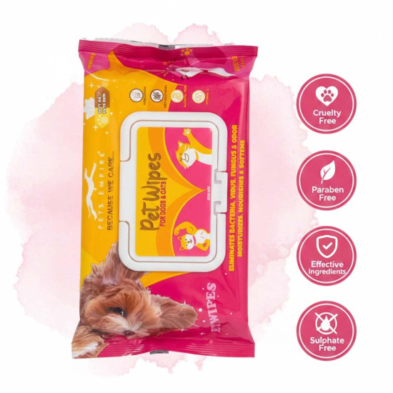 PETS EMPIRE Pet Wet Wipes, 160 Count Anti-Bacterial Cat & Dog Wipe, Soft Pet Moist Tissue Towelettes, Grooming Daily Care Wet Wipes for Dogs, Pups, Cats - Pack of 2 (15X20 cm) PETS EMPIRE Pet Wet Wipes, 160 Count Anti-Bacterial Cat & Dog Wipe, Soft Pet Moist Tissue Towelettes, Grooming Daily Care Wet Wipes for Dogs, Pups, Cats - Pack of 2 (15X20 cm)