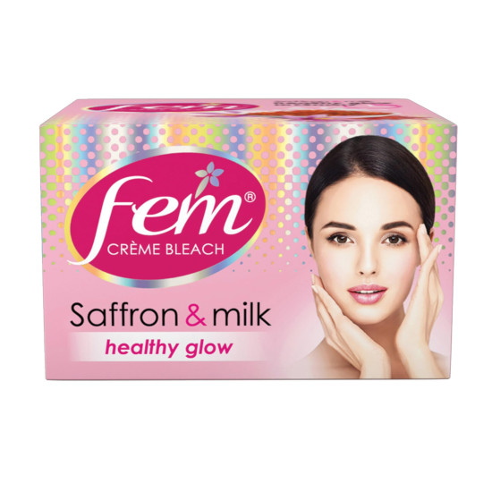 Fem Fairness (Saffron & Milk) Crème Bleach - 24g | Advanced Skin Brightening System | Enriched wih Goodness of Safrron & Milk | With Rejuvenating Fragrance| No Added Parabens, Silicones & Ammonia