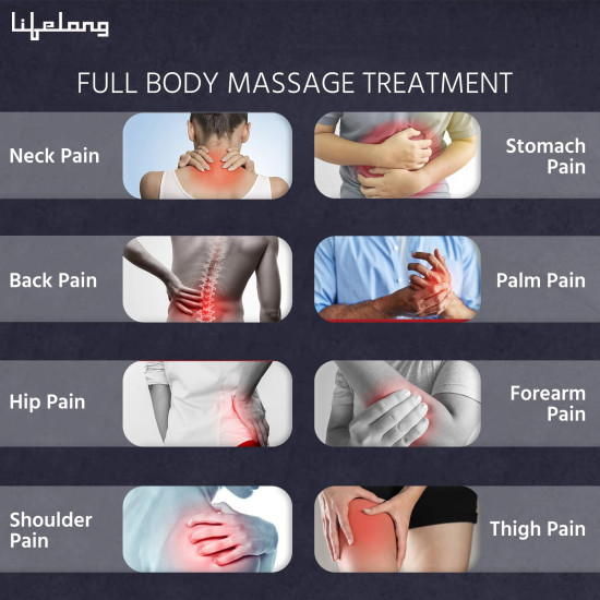 Lifelong Rechargeable Wireless Body Massager Machine with 20 Vibration Modes, 8 Speeds and Water Resistant|Massager Machine for Full Body (Black, LLM468)