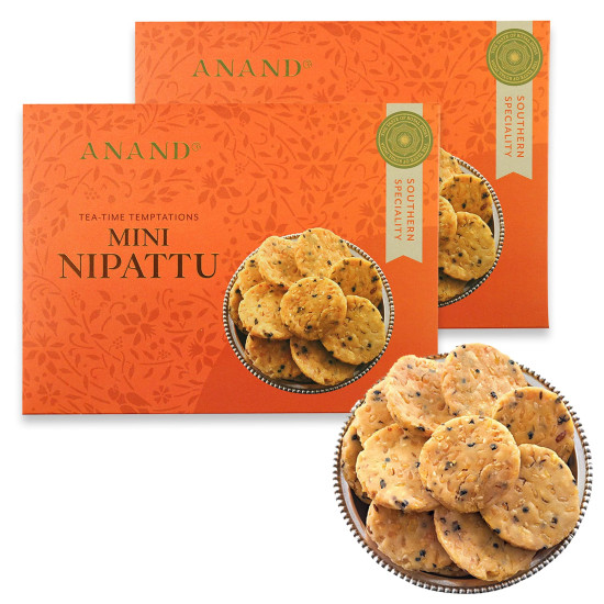 Anand Mini Nippattu/Chekkalu/Thattai | Homemade Snacks, Indian Snacks | Delicious, Chrunchy Namkeen, Ready to Eat | Cholesterol Free, No Trans Fats, No Preservatives | (Pack of 2x200 Gram)