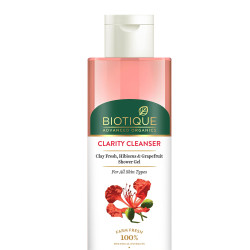 Biotique Advanced Organics Clarity Cleanser Clay Fresh, Hibiscus & Grapefruit Shower Gel 200Ml - Refreshing Natural Cleanse