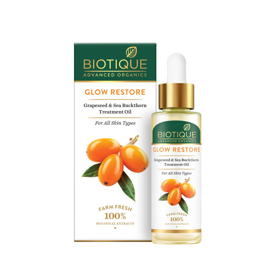 Biotique Advanced Organics Glow Restore Grapeseed & Sea Buckthorn Treatment Oil, 30ml