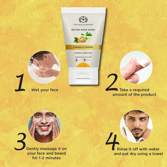The Man Company De Tan Face Wash for Men with Turmeric & Moringa - 100 ml | Tan Removal, Oil Control & Anti-Pollution | Unclog Pores | Deep Cleansing | Blackheads Removal The Man Company De Tan Face Wash for Men with Turmeric & Moringa - 100 ml | Tan Removal, Oil Control & Anti-Pollution | Unclog Pores | Deep Cleansing | Blackheads Removal
