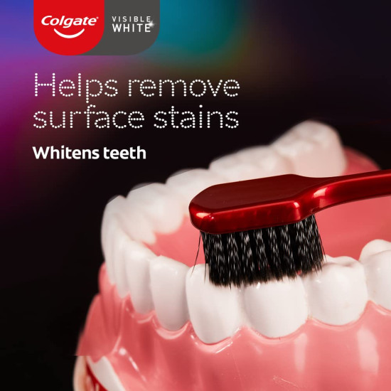 Colgate Visible White O2 Manual Toothbrush for adults- 2 Pcs, Helps prevent Bad Breath, Cavities, Enamel & Gum Problems.