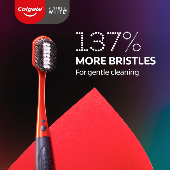 Colgate Visible White O2 Manual Toothbrush for adults- 2 Pcs, Helps prevent Bad Breath, Cavities, Enamel & Gum Problems.