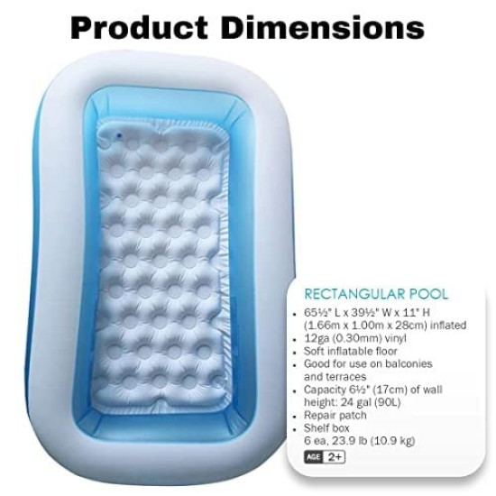 Toy Imagine Swimming Pool for Kids 5.5 Feet (65 X 39 X 10H) | Swimming Pool for Kids 1 to 5 Years Below | Baby Bathing Tub for Girls and Boys.Holi