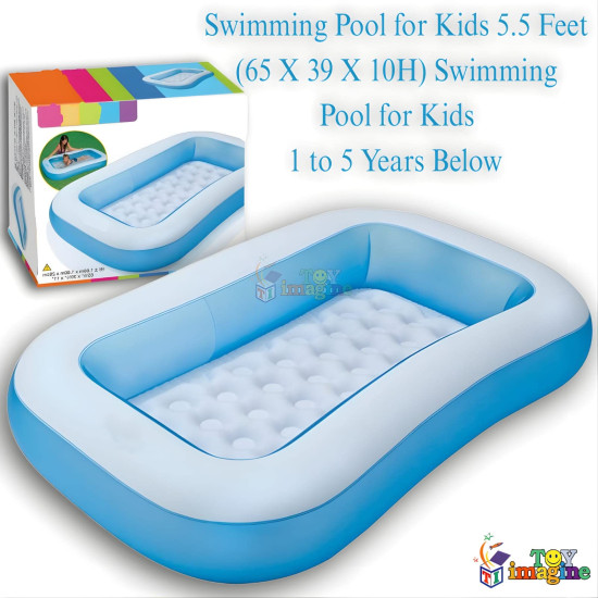 Toy Imagine Swimming Pool for Kids 5.5 Feet (65 X 39 X 10H) | Swimming Pool for Kids 1 to 5 Years Below | Baby Bathing Tub for Girls and Boys.Holi