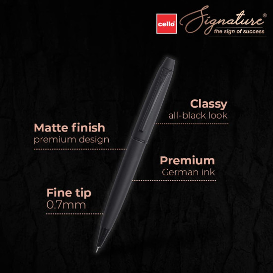 Cello Signature Carbon+Refill Pack|Blue Ink|1 Ball Pen + 1 Refill|Matte Black Finish|Premium Metal Pens for Office Use|Stylish Gifts for Christmas and New Year|Gifts for Men and Women Cello Signature Carbon+Refill Pack|Blue Ink|1 Ball Pen + 1 Refill|Matte Black Finish|Premium Metal Pens for Office Use|Stylish Gifts for Christmas and New Year|Gifts for Men and Women