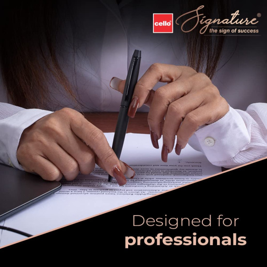 Cello Signature Carbon+Refill Pack|Blue Ink|1 Ball Pen + 1 Refill|Matte Black Finish|Premium Metal Pens for Office Use|Stylish Gifts for Christmas and New Year|Gifts for Men and Women Cello Signature Carbon+Refill Pack|Blue Ink|1 Ball Pen + 1 Refill|Matte Black Finish|Premium Metal Pens for Office Use|Stylish Gifts for Christmas and New Year|Gifts for Men and Women