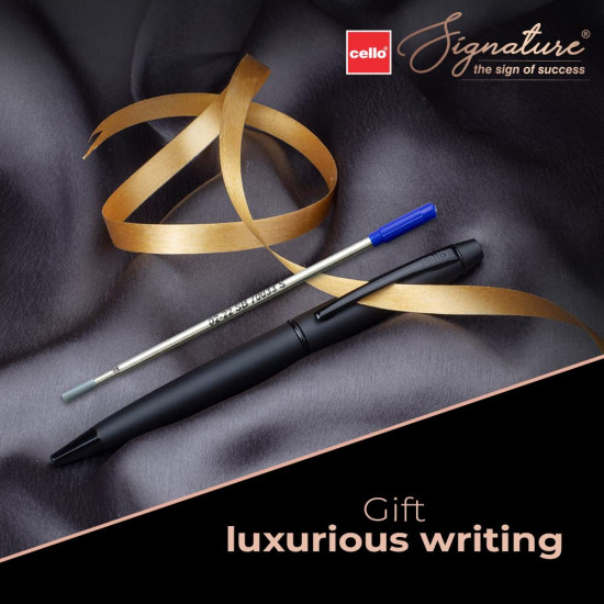 Cello Signature Carbon+Refill Pack|Blue Ink|1 Ball Pen + 1 Refill|Matte Black Finish|Premium Metal Pens for Office Use|Stylish Gifts for Christmas and New Year|Gifts for Men and Women Cello Signature Carbon+Refill Pack|Blue Ink|1 Ball Pen + 1 Refill|Matte Black Finish|Premium Metal Pens for Office Use|Stylish Gifts for Christmas and New Year|Gifts for Men and Women
