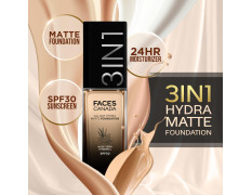 FACES CANADA All Day Hydra Matte Foundation | 3-in-1 Foundation + Moisturizer + SPF 30 | 24 HR Aloe Hydration & Vitamin C | 10HR Long Wear | Medium to High Buildable Coverage | Golden Beige 032 | 30ml