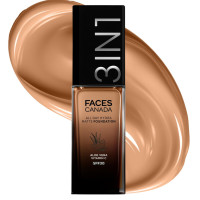 FACESCANADA All Day Hydra Matte Foundation Cream| 3-in-1 Foundation + Moisturizer + SPF 30|24 HR Aloe Hydration & Vitamin C|10HR Long Wear|Medium to High Buildable Coverage|Warm Sand 042|30ml