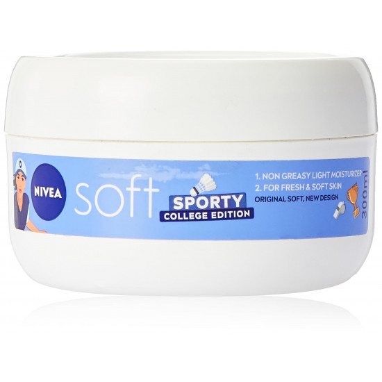 NIVEA Soft Sporty College Edition Moisturizer for Face, Hand & Body, Non Sticky Cream, 300 ml