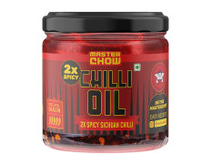 MasterChow 2X Spicy Sichuan Chilli Oil (170 gms) New Launch | Extra Hot | Made with Sichuan Peppercorns, Crunchy Garlic & Red Chillies | All Purpose Condiment | Eat With Momos, Pizza, Noodles