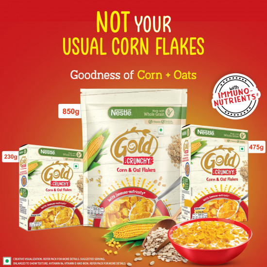 NESTLE GOLD Crunchy Oat and Corn Flakes, Combo Pack - 850g + 475g Free