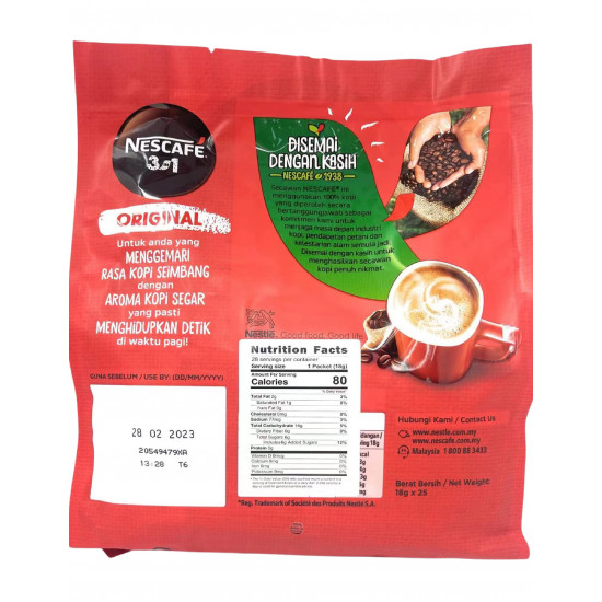 Nescafé 3 in 1 Instant Coffee Sticks Original - Best Asian Coffee Imported from Nestle Malaysia.