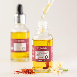 Nat Habit Saffron Tuberose Mukhalaya, Face Oil For Radiance & Glow, with Blend of 15 Cold Pressed Oils To Brighten Skin & Remove Dullness,No Mineral Oil or Chemical (30ml)