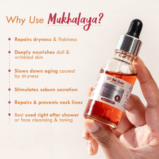 Nat Habit Walnut Anaar Mukhalaya, Face Oil For Dry Skin Deep Nourishment, with Blend of 12 Cold Pressed Oils For Dryness Reduction, No Mineral Oil or Chemical (30ml)