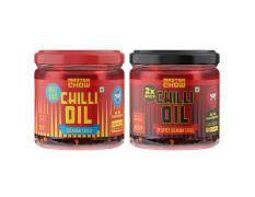 MasterChow Combo Of Mild Chilli Oil Sauce&Double Trouble 2X Spicy Sichuan Chilly Oil Sauce(New Launch)|Made With Sichuan Peppercorns,Crunchy Garlic & Red Chilies|Eat With Momos,Pizza,Noodles (340 Ml)