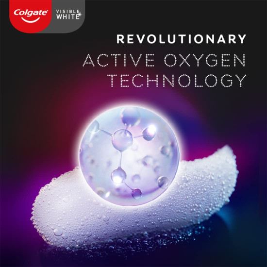 Colgate Visible White O2, Teeth Whitening Toothpaste, Aromatic Mint, 50g, Active Oxygen Technology & Palmolive Brightening Foam Facewash with 100% natural extract - Suits All Skin Types (100ml)