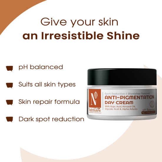 Nutriglow Advanced organics Anti-Pigmentation Day Cream for Spot Reduction, All Skin Types, 50g