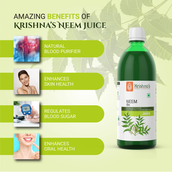 KRISHNA'S HERBAL & AYURVEDA Neem Juice 1000 Ml Hand Picked Fresh And Green Neem Leaves From Rajasthan|Natural Blood Purifier|Helps Boost Immunity KRISHNA'S HERBAL & AYURVEDA Neem Juice 1000 Ml Hand Picked Fresh And Green Neem Leaves From Rajasthan|Natural Blood Purifier|Helps Boost Immunity