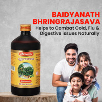 Baidyanath Bhringrajasava, Syrup (450 Ml) | Helps To Manage Common Cold, Cough & Premature Greying Of Hair | Maintains Overall Wellbeing (Pack Of 1)
