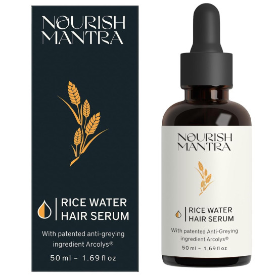 Nourish Mantra Anti-Greying Rice Water Serum with Rice Water, Arcolys & Fenugreek Extract/Effective Results Against Grey Hair & Hair Aging Signs/For Men & Women/All Hair Types - 50ml