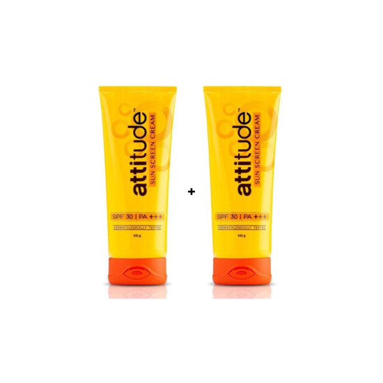 Amway Attitude Sunscreen For All Skin Type Cream 100Gm Pack Of 2, spf 30