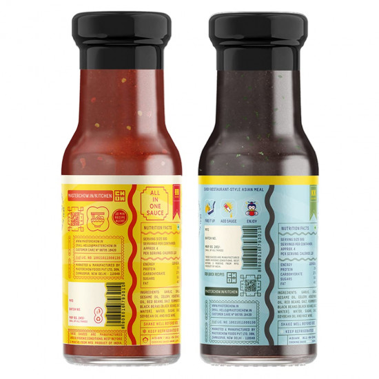 MasterChow Low Calories Cooking Sauce Kit with Bang Bang Chilli Garlic Stir-Fry Sauce & Holy Basil Kinky Korean Cooking Sauce | Made in Small Batches | Serves 4-5 Meals