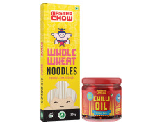 MasterChow Sichuan Chilli Oil Whole Noodle Pack - Spicy & Crunchy Chilli Oil Dip with Healthy Whole Wheat Noodles | 100% Veg & All Natural | Get Restaurant Style Taste in Just 10 Minutes | Serves 4-5 Meals