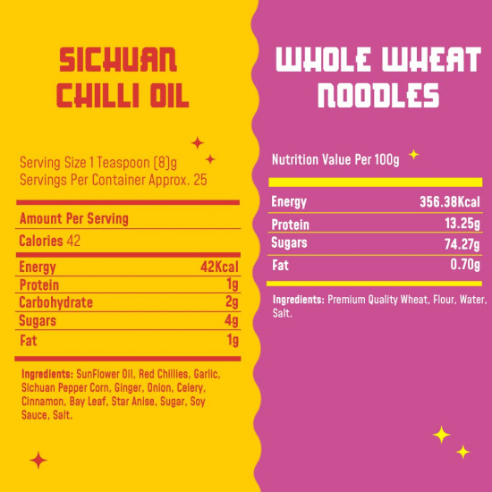 MasterChow Sichuan Chilli Oil Whole Noodle Pack - Spicy & Crunchy Chilli Oil Dip with Healthy Whole Wheat Noodles | 100% Veg & All Natural | Get Restaurant Style Taste in Just 10 Minutes | Serves 4-5 Meals