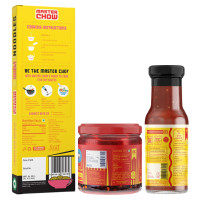 MasterChow Sizzling Oil Noodle Pack - Spicy & Crunchy Chilli Oil Dip with Healthy Whole Wheat Noodles & Bang Bang Chilli Garlic Stir-Fry Cooking Sauce| Serves 4-5 Meals