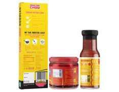 MasterChow Sizzling Oil Noodle Pack - Spicy & Crunchy Chilli Oil Dip with Healthy Whole Wheat Noodles & Bang Bang Chilli Garlic Stir-Fry Cooking Sauce| Serves 4-5 Meals