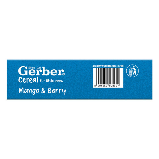 GERBER Cereals - Mango & Berry | Instant Cereal for little ones | With Iron & Omega-3 | Rich in Protein | With Vit A, C, D & Zinc | No added colours or flavours | 300g