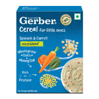 GERBER Cereals - Spinach & Carrot | Instant Cereal with Iron & Omega-3 | 300g