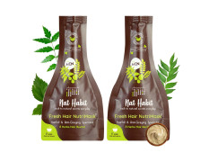 Nat Habit Men's 8 Herbs Hair Revital NutriMask - Hair Mask For Grey Hairs, Conditioning, Smoothening, Strengthen & Shine, Suitable For All Hair & Scalp Types (Pack of 2 x 40gm)