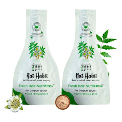Nat Habit Neem Bhringraj Blend NutriMask - Hair Mask For Dandruff, Scalp Itchiness, Conditioning, Smoothening & Shine, Suitable For All Hair & Scalp Types (Pack of 2 x 40g)