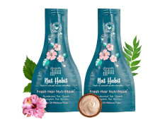 Nat Habit Five Oil Hibiscus Nutrimask-Hair Mask For Hair Growth, Conditioning, Smoothening, Dry & Frizzy Hair Enriched With Hibiscus Flowers, Hibiscus , Neem, Curry Leaves (Pack Of 2 X 40Grams)