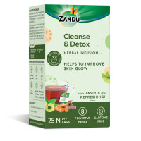 Zandu Cleanse & Detox Herbal Infusion: Use This Tea Bag To Give Your Body The Gift Of Good Health |Helps Improve Skin Glow & Detoxifies The Body (25 Tea Bags), Green Tea, 90 Gram