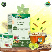 Zandu Cleanse & Detox Herbal Infusion: Use This Tea Bag To Give Your Body The Gift Of Good Health |Helps Improve Skin Glow & Detoxifies The Body (25 Tea Bags), Green Tea, 90 Gram