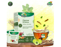 Zandu Cleanse & Detox Herbal Infusion: Use This Tea Bag To Give Your Body The Gift Of Good Health |Helps Improve Skin Glow & Detoxifies The Body (25 Tea Bags), Green Tea, 90 Gram