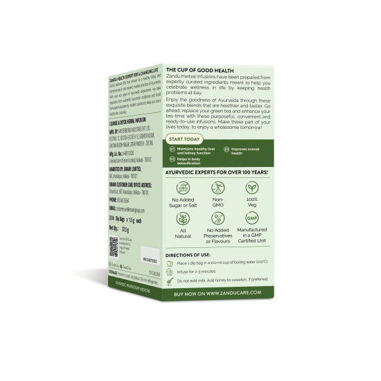 Zandu Cleanse & Detox Herbal Infusion: Use This Tea Bag To Give Your Body The Gift Of Good Health |Helps Improve Skin Glow & Detoxifies The Body (25 Tea Bags), Green Tea, 90 Gram