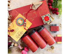 NutriSnacksBox Rakhi Gift Hamper for Brother with 1 Rakhi & Kumkum Vatti | Dark Chocolate Cookies, Dark Choco Dragees, Dark Chocolates, Golden Raisins & Almond Cashew Dry Fruits